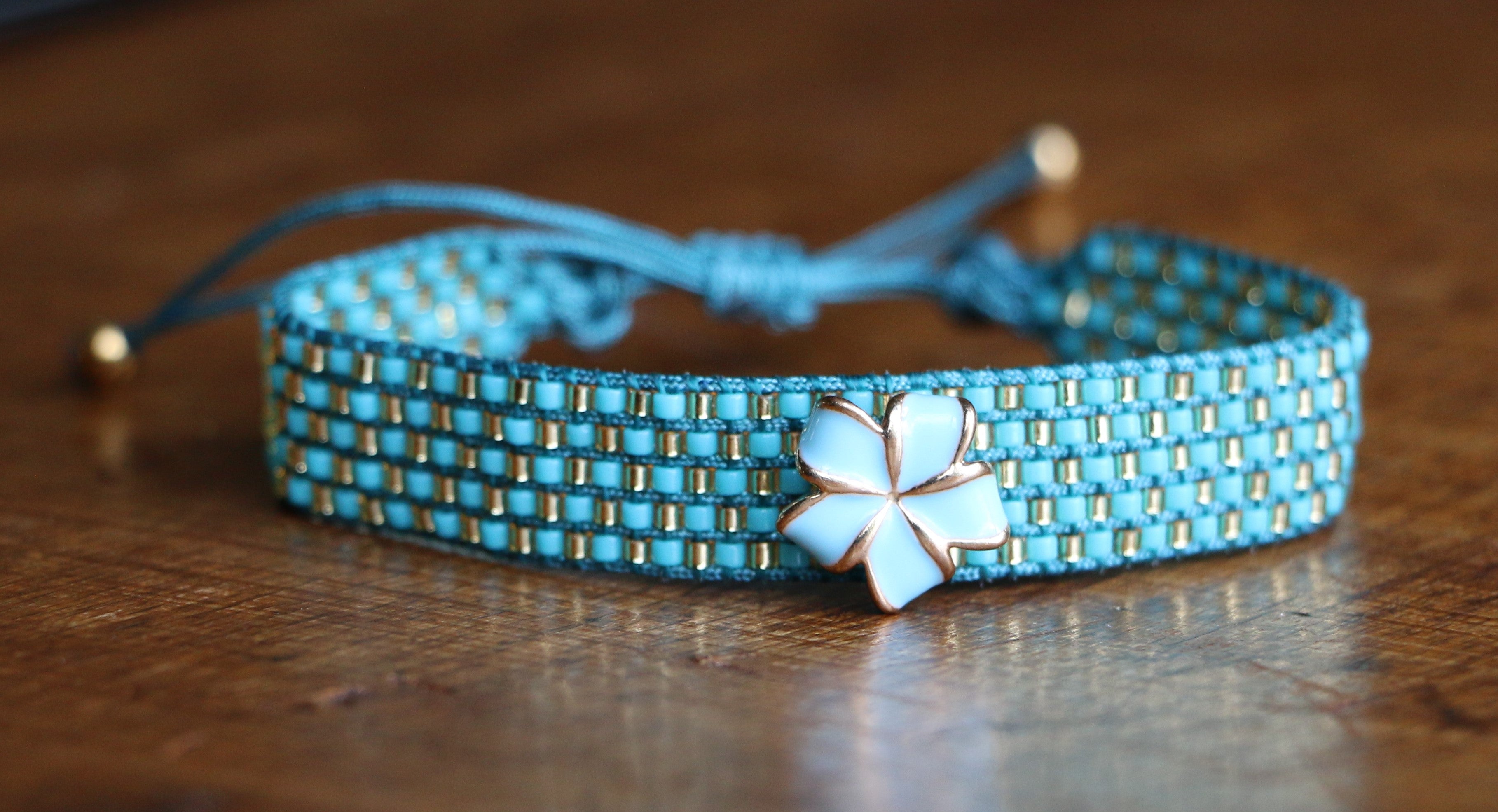 Bracelet femme Miyuki — Fleur Turquoise | Cleli