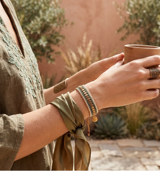 Bracelet femme : Méré - Vert argile