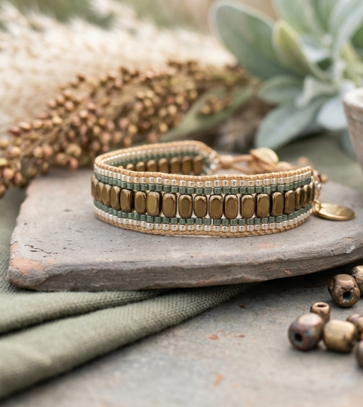 Bracelet femme : Méré - Vert argile