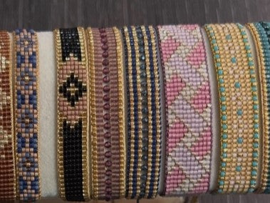 Bracelet femme Pauline tissé — Mauve, Rose Clair & Beige | Cleli
