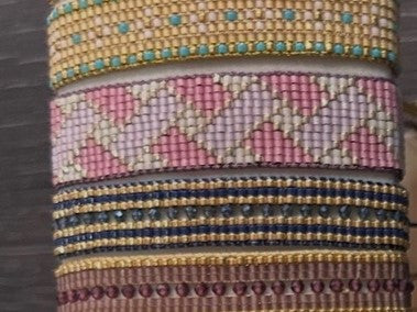 Bracelet femme Pauline tissé — Mauve, Rose Clair & Beige | Cleli