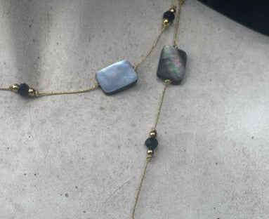 Collier femme : Sautoir nacres noires