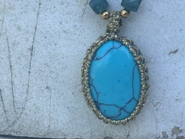 Collier femme : Sautoir Bohème turquoise et ambre