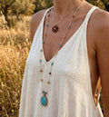 Collier femme : Sautoir Bohème turquoise et ambre