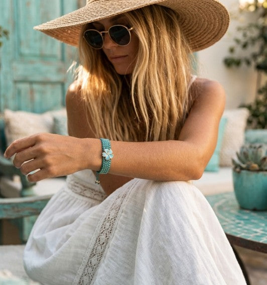 Bracelet femme Miyuki — Fleur Turquoise | Cleli
