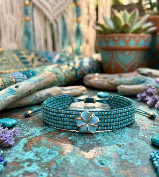 Bracelet femme Miyuki — Fleur Turquoise | Cleli
