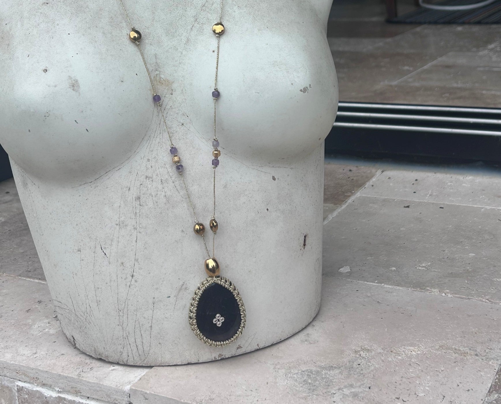 Collier femme : Sautoir Bohème améthyste