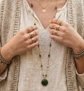 Collier femme : Sautoir Bohème Pierre Ronde vert (Aventurine)